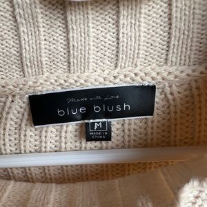 Balloon sleeve cream knit sweater